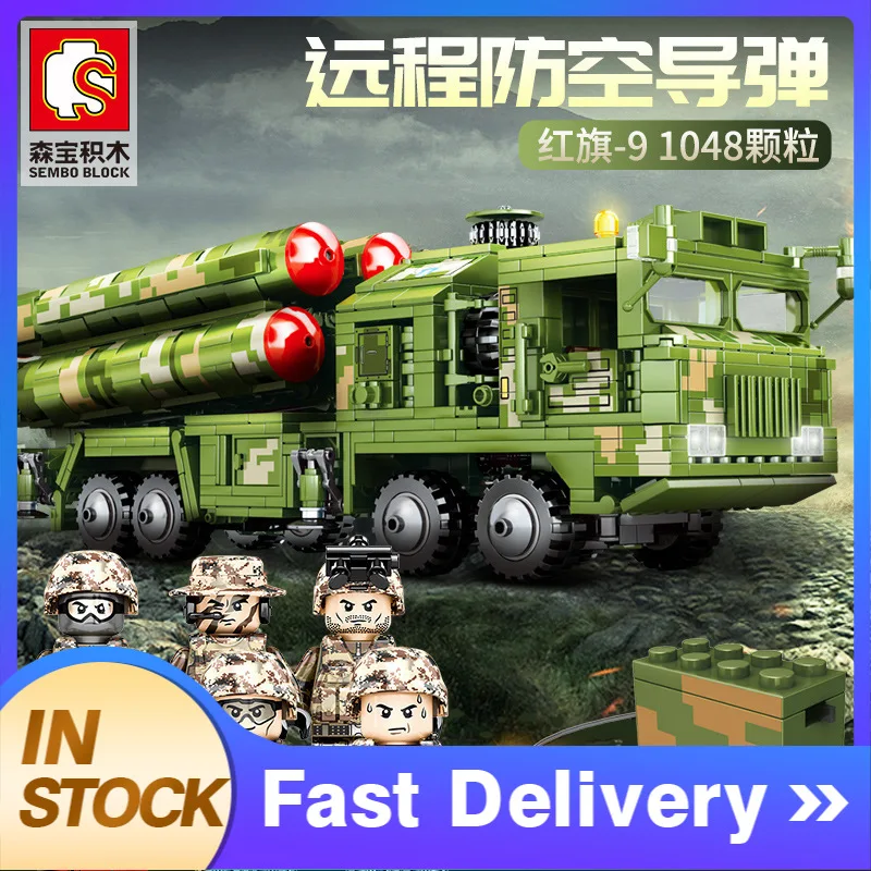 

SEMBO 105768 1048pcs MOC Technic series Building Blocks HQ-9 Anti-Aircraft Missiles System Bricks Toys for Kids
