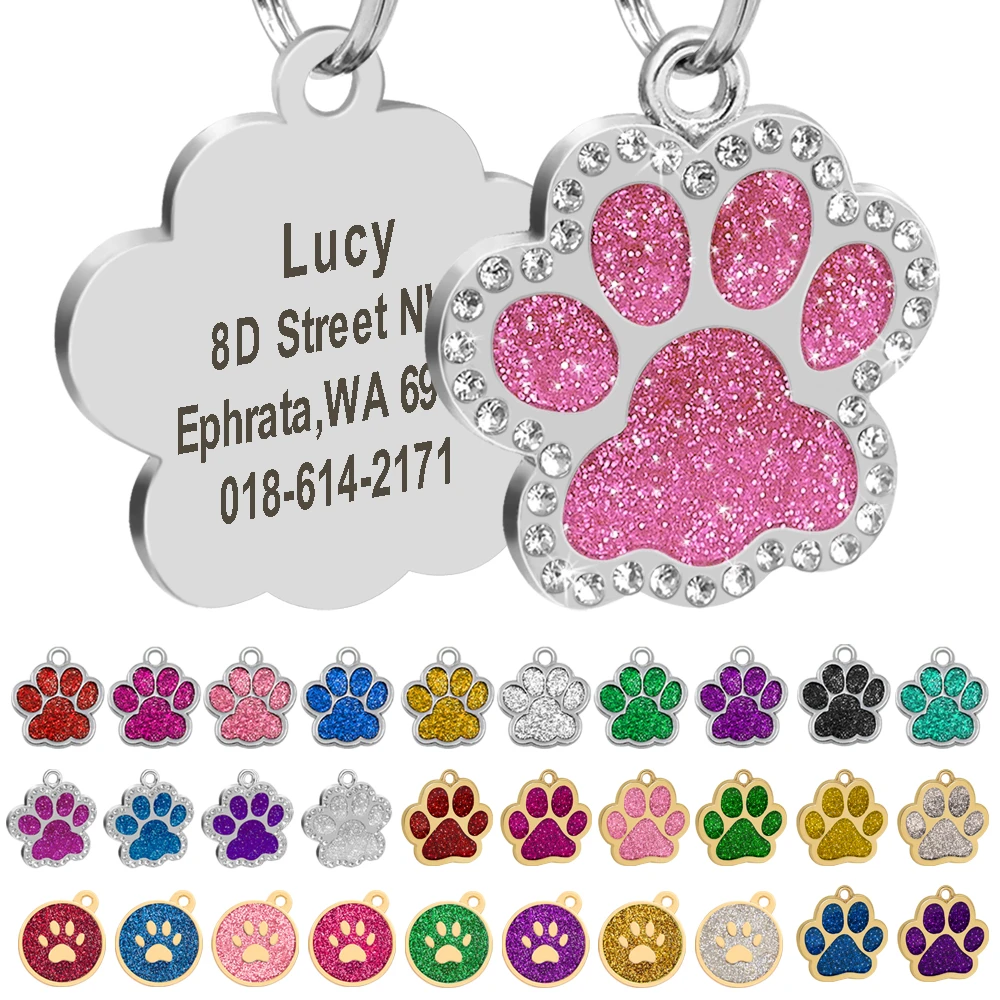Free Engraved Pet Dog ID Tag Personalized Cat Puppy ID Tag Pet Dog Collar Accessories Custom Dogs Anti-lost Name Tags Pendant dog collars outdoors
