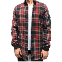 Повседневная рубашка с длинными рукавами Мужская рубашка свободного кроя на молнии с длинными рукавами в клетку уличная рубашка из хлопка camisa