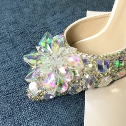Silver crystal princess shoes Women‘s Sandals Wedding Shoes Banquet Dress High Heels Ladies Pointed Toe Thin Heels Ankle Strap