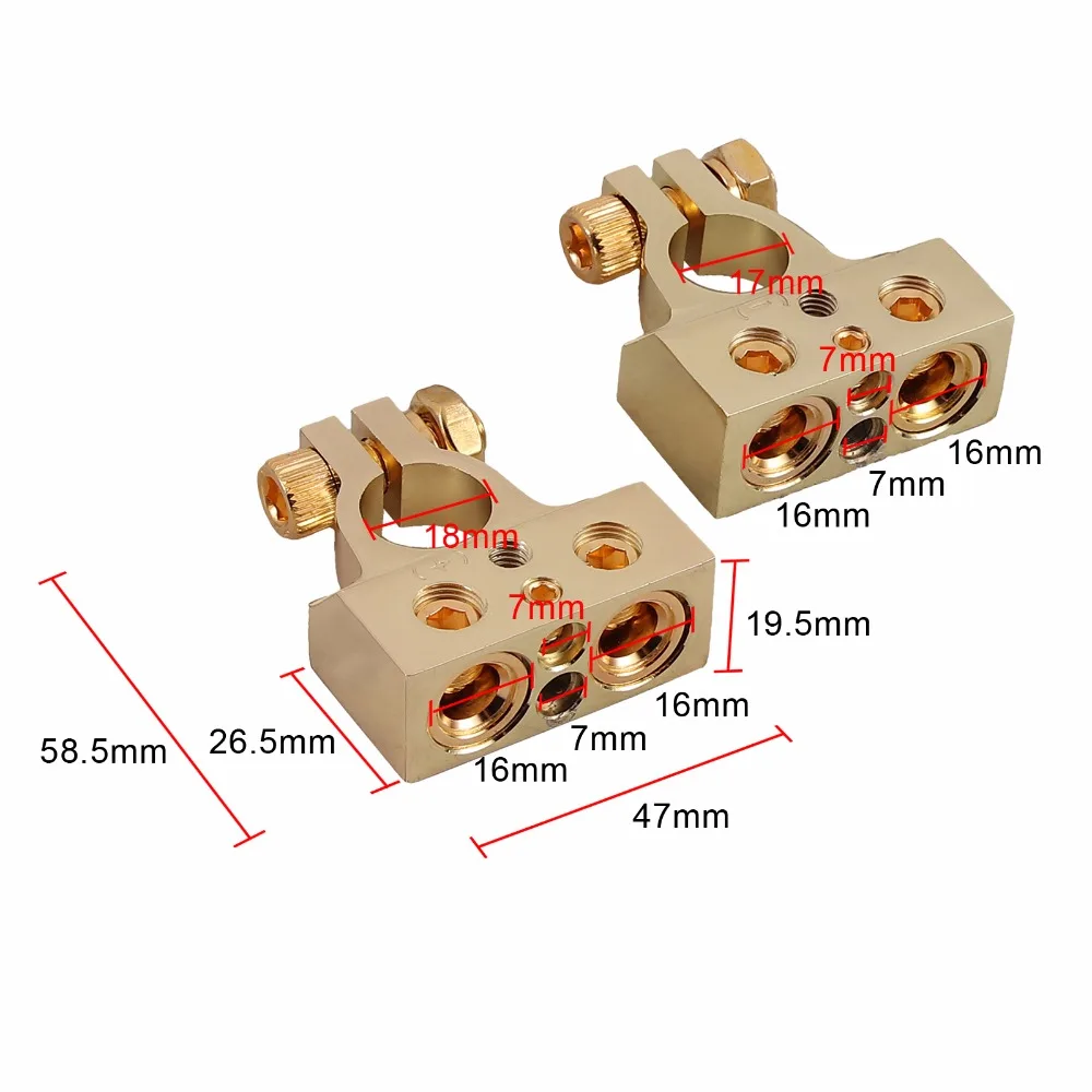 AUTOUTLET 2 шт. 0/4/8/10 AWG Батарея терминал прочные хомуты положительные отрицательные разъемы для аккумулятора клемму