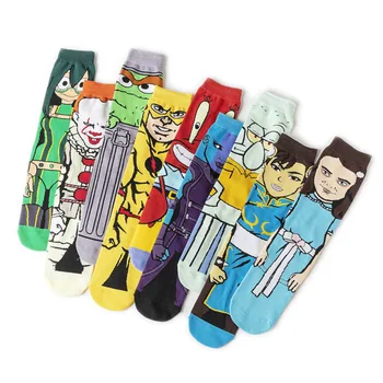 

PEONFLY Funny Anime Character Pattern Happy Socks Casual Harajuku Hip Hop Creative Novelty Socks New 2020 Skateboard Socks