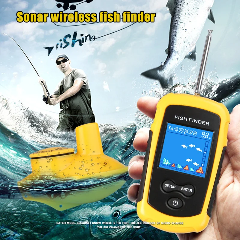 Wireless/Wired Fish Finder for Fishing HD 40M Water Depth Portable EDF88 | Спорт и развлечения
