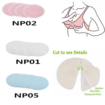 

4 Pcs Bamboo Breast Pad Nursing Pads For Mum Washable Waterproof Feeding Pad Bamboo Reusable Breast Pads