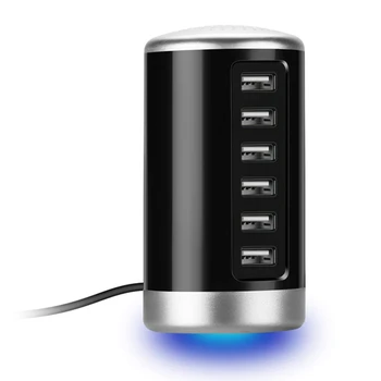 

USB Charger, Universal 6-Port Desktop USB Hub/Charging Station Tower with Smart Identification Technology for Apple iOS, Android