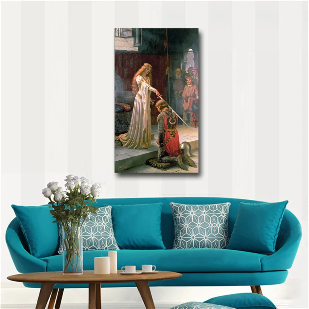 

Wall Art Canvas Painting England Crowned Knight Accolade Posters Abstract Living Home Room Decoration