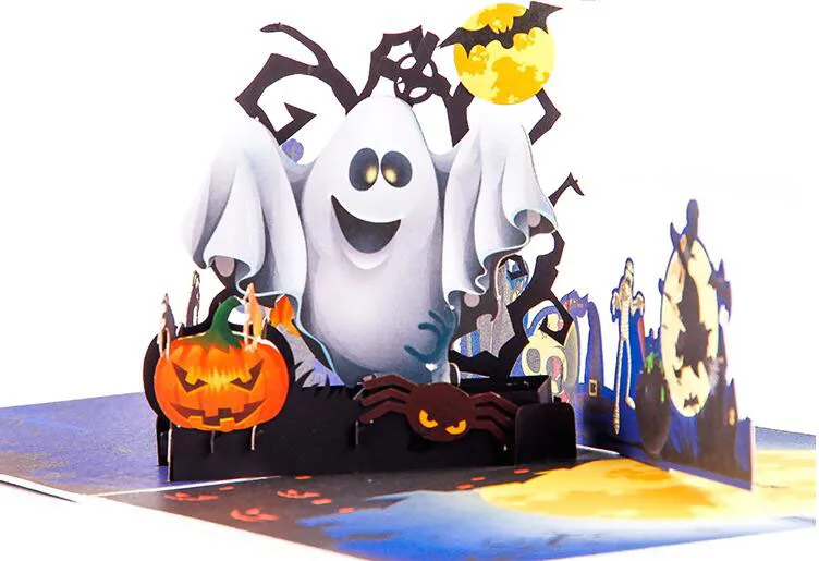 Halloween Creative Stereo Card Envelope 3D Festival Blessings Handmade Ghost Pumpkin Children's Greeting Cards
