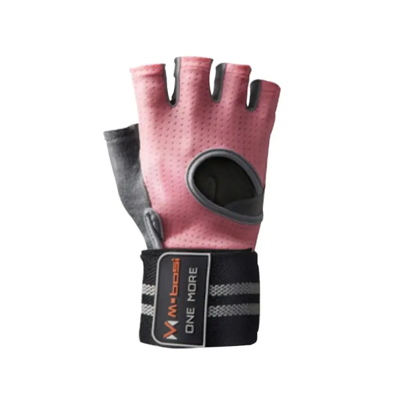 Перчатки с полупальцами, противоскользящие, дышащие, для фитнеса, тяжелой атлетики, гантели, спорт, ручная одежда - Цвет: Pressurized  Pinkish