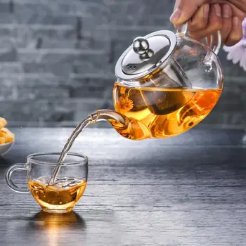 

600/800ML Borosilicate Glass Teapot Heat Resistant Round Glass Teapot With Tea Infuser Filter Milk Oolong Flower Tea Pot 1.9