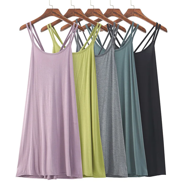 PLUS SIZE 4XL 5XL 6XL 7XL Modal Nightgown Women Sexy Spaghetti Strap Nightdress Soft Casual Sleepwear Bathrobe Summer Nightwear