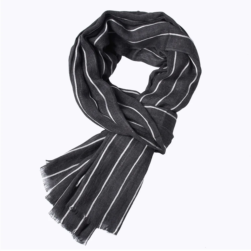 190*100 см Высококачественный окрашенный в пряжу мужской шарф повседневный деловой синий черный темно-красный полосатый теплый шарф-шаль с кисточками - Цвет: black