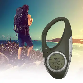 

8 In 1 Handheld Electronic Altitude Gauge Thermometer Barometer Outdoor Hiking Camping Fishing Carabiner Altimeter