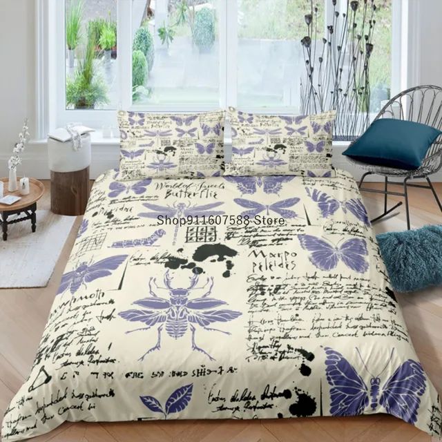 Queen Size Black Crow Duvet Cover Set - Moon Daisy Flower & Butterfly Design, Boho Trippy Bedding With 2 Pillowcases