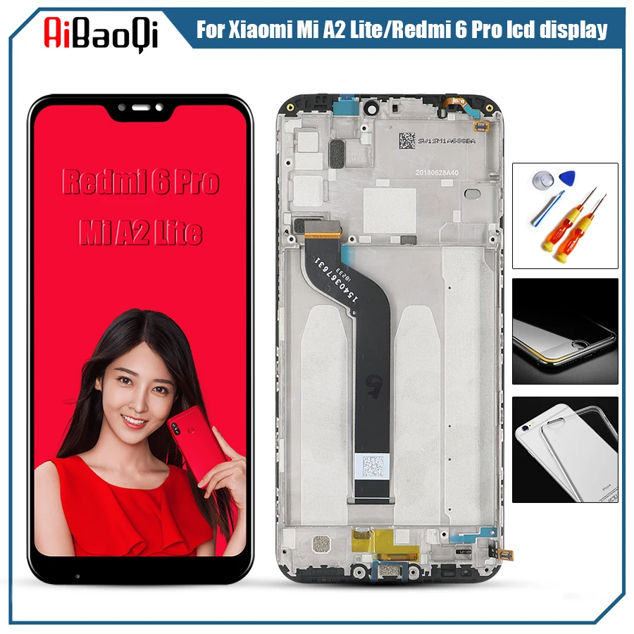 

For 5.84" Xiaomi Mi A2 Lite LCD Display Touch Screen Digitizer Assembly With Frame Xiaomi Redmi 6 Pro LCD Replacement Parts