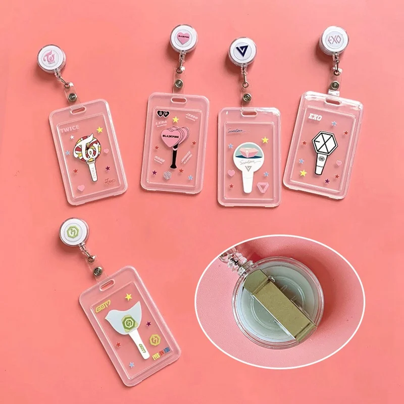 

Blackpink GOT7 EXO TWICE SEVENTEEN Bus Pass Card Set ID Card Sets Lanyard Student Card Holder Stretchable