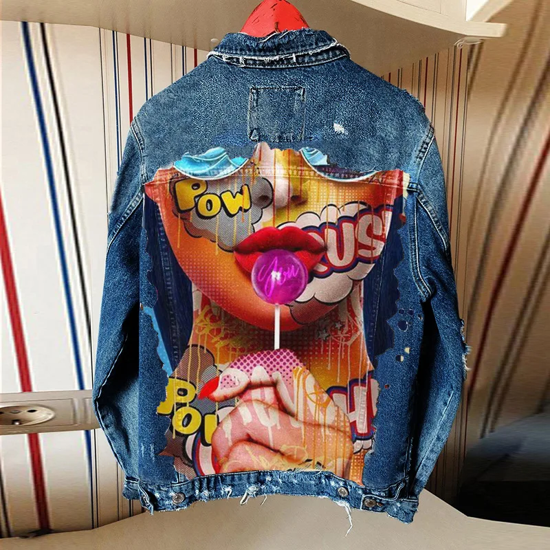 single breasted lapel denim jacket 