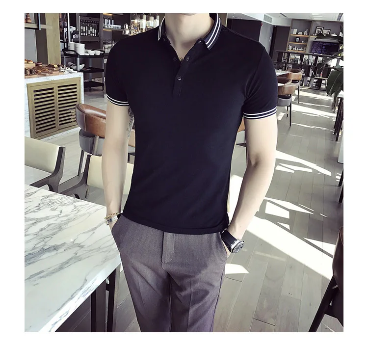 Polo Camisa Hombre, Корейская однотонная летняя рубашка поло, мужская хлопковая дышащая рубашка поло с коротким рукавом, Para Hombre 3xl Camisa Polo