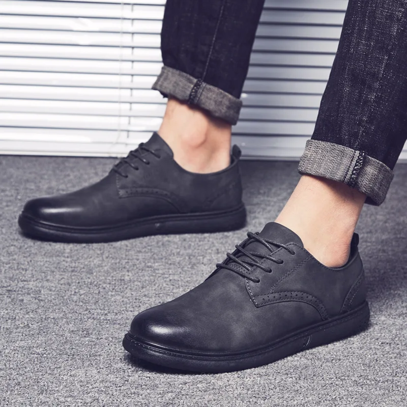 2019 New Mens Oxfords Derby Brogue Shoes Basic Dress Formal Shoes Fashion Leather Europe Luxury Gentry Style Sellers Promotion