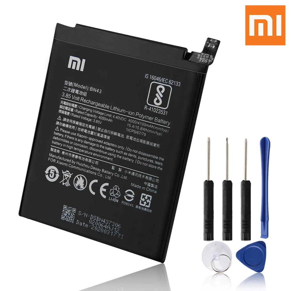 Xiao Mi оригинальная запасная батарея для телефона BN43 Xiaomi Note4X Redmi Note 4X стандартная