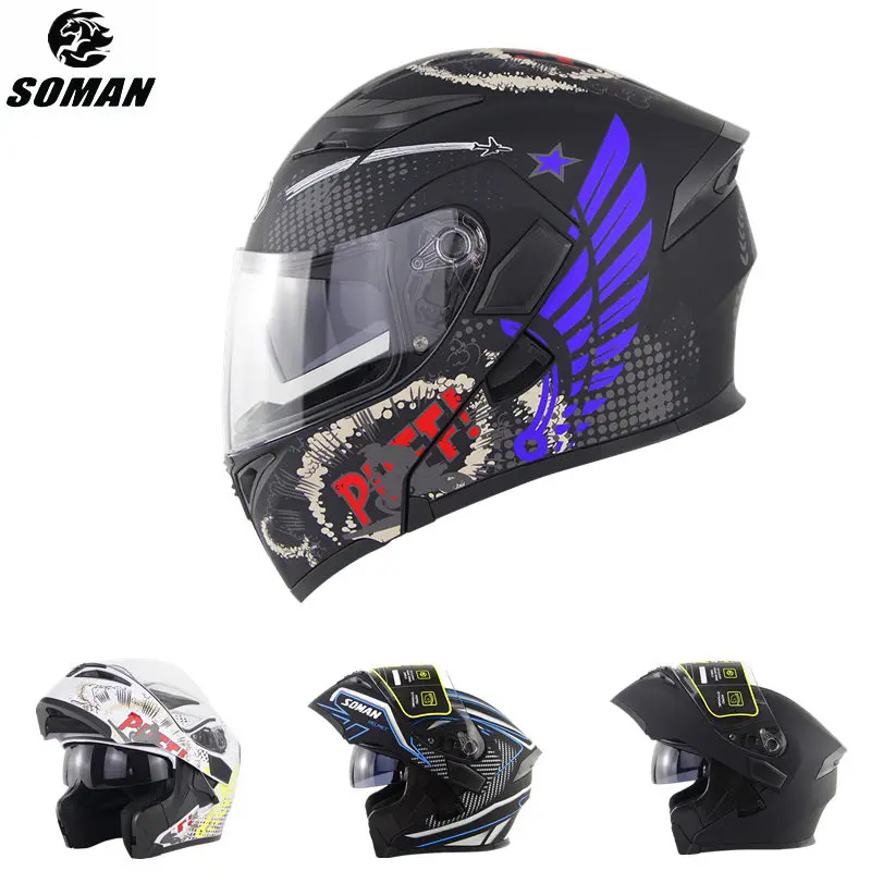 2020 Full Face Cascos Para Moto Dot Casco De Moto Dual Lens Modular Motorcycle Helmet Flip Up Helmet Motorbike Helmets Capacete