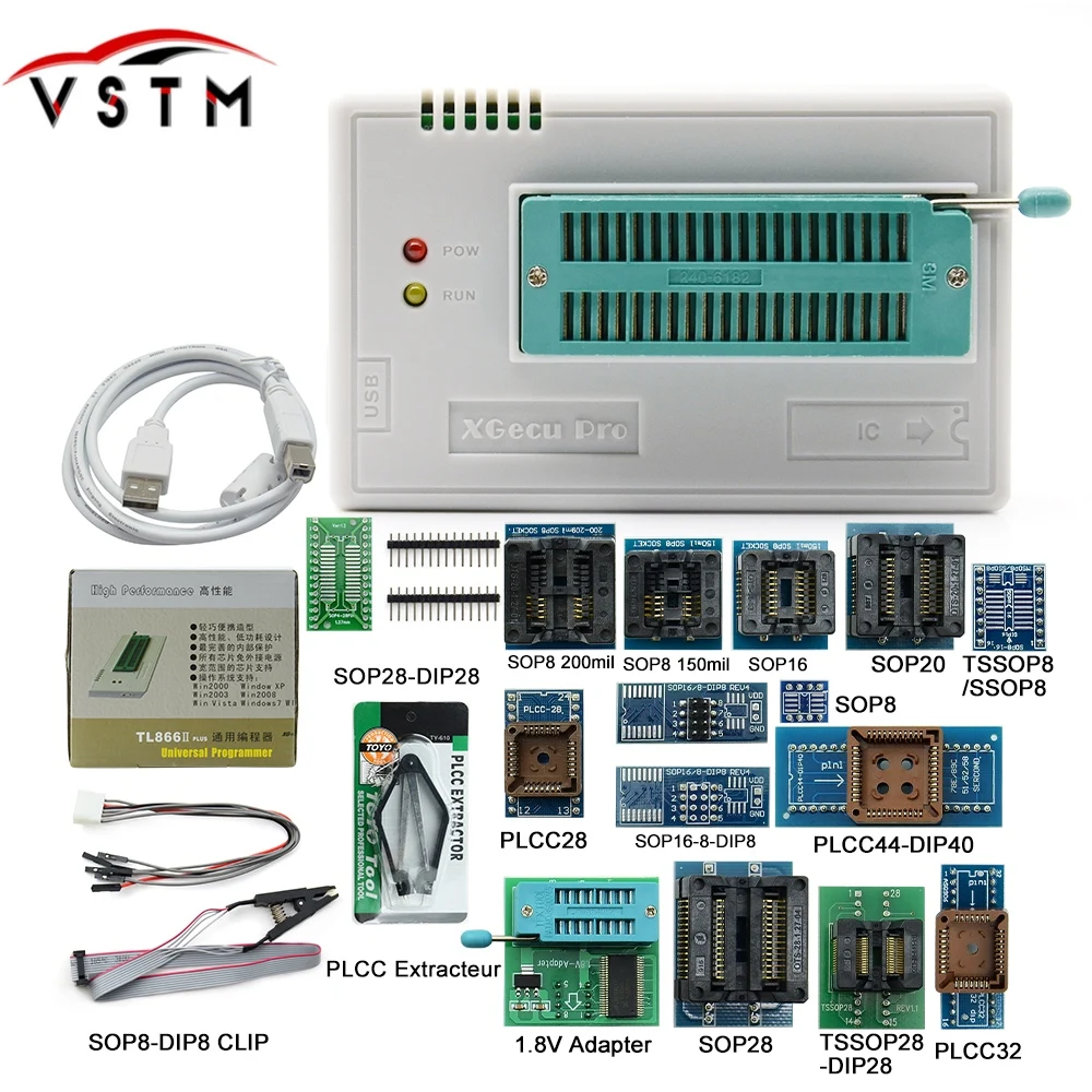 2021 Original minipro V10.22 TL866II Plus programmer+12 adapters better than TL866CS/TL866A programmer USB Free Shipping |