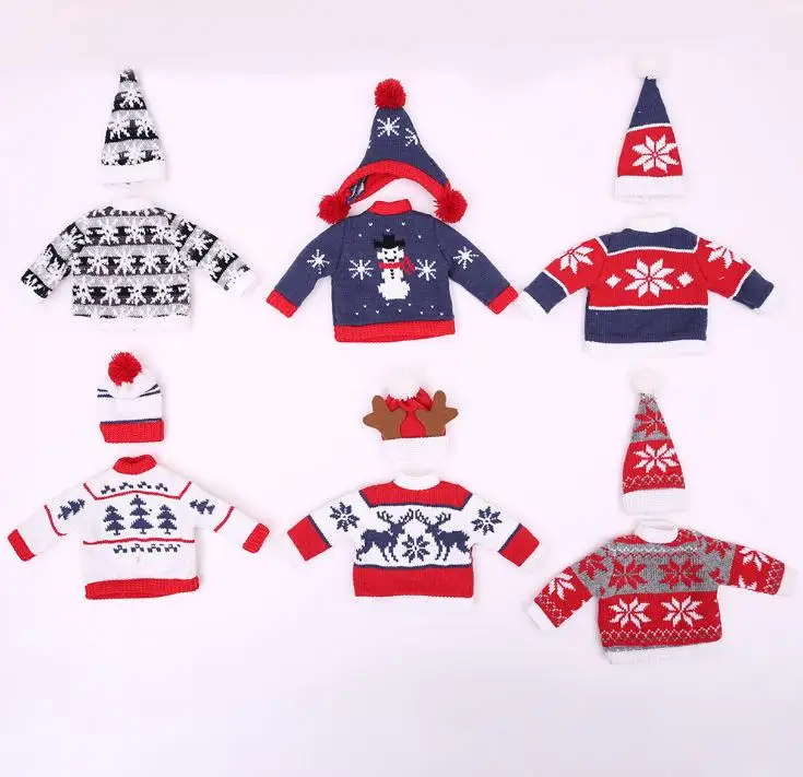 Свитер со шляпой для бутылки вина крышку мешок свитер на бутылку платья