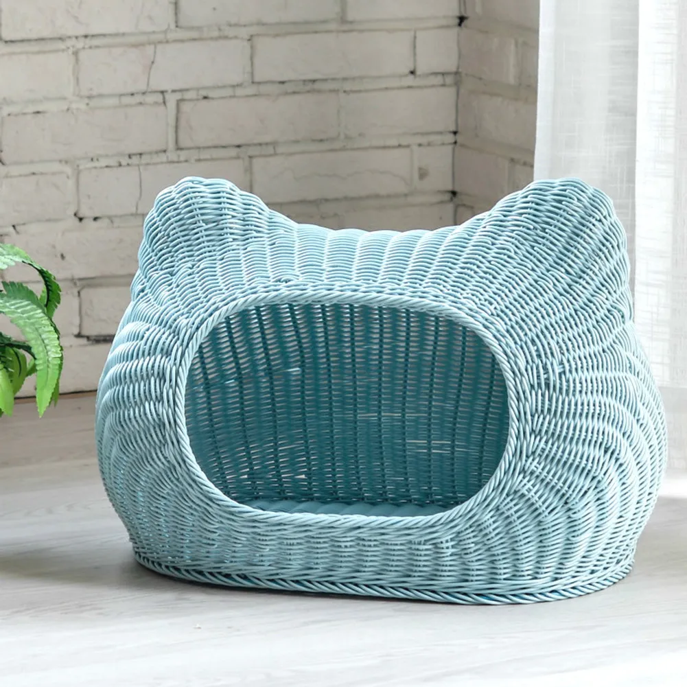  Pet Woven Cave Bed Woven Imitation Wicker Pet House Basket Bed for Cat/Kitten/Puppy/Dog