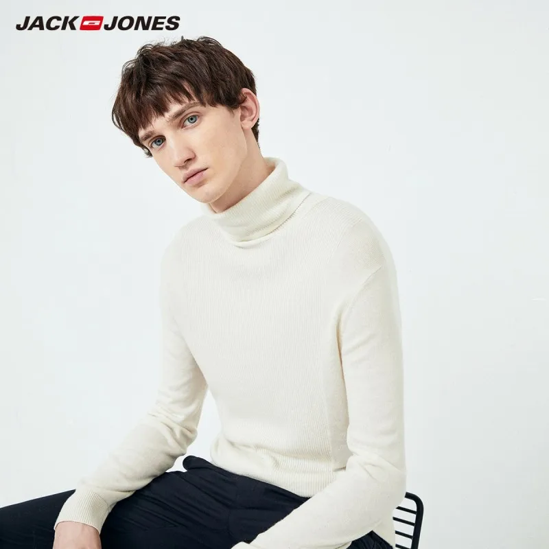OFF WHITE JackJones Мужской умный Повседневный светильник с длинными рукавами свитер с воротником-стойкой 219324525 - Цвет: OFF WHITE