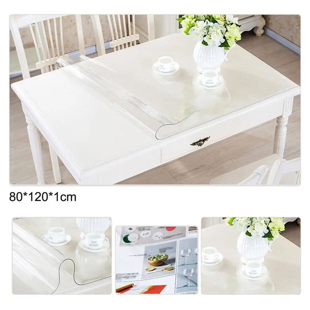  1pc Transparent PVC Table Cloth Waterproof Round Scratch-resistant Oil-proof Desktop Protective Cov