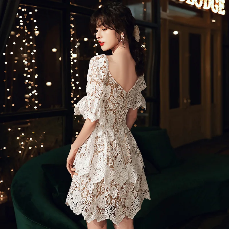 Beauty Emily abiti da sera in pizzo bianco corti per ragazze abiti da festa  di compleanno abito da festa abbastanza Casual donna festa notte  nuovo|Evening Dresses| - AliExpress