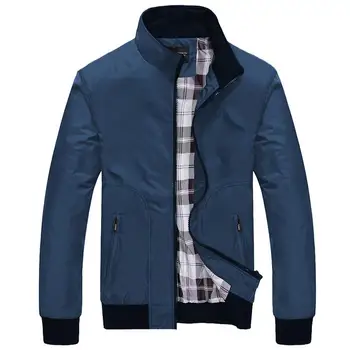 

Winter Jacket men bomber jacket Fashion Contrast color casual stand collar long sleeve baseball uniform Jacket coat