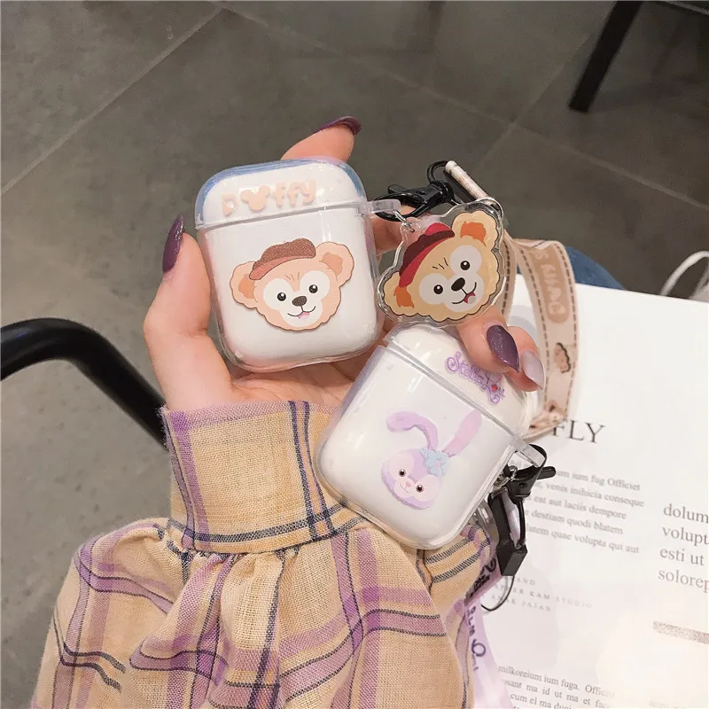 Мягкий чехол для наушников из ТПУ с милыми рисунками медведи Duffy и shelliemay Stellalou для Apple Airpods 1/2 прозрачный защитный чехол для наушников