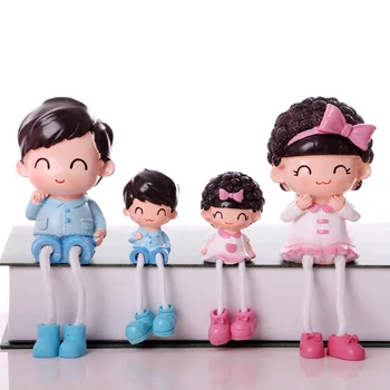 

European furniture mini decorations living room porch small ornaments creative resin hanging feet doll family four cute