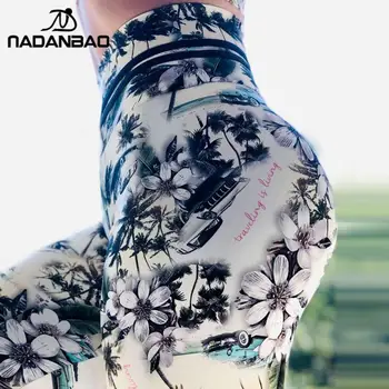 

NADANBAO PUSH UP Leggings For Women Florals Printing Pants Sporting Workout Leggins Casual Elastic Sweatpants Fitness Legins