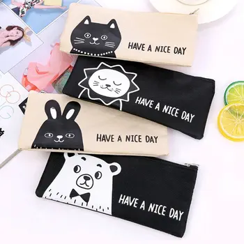 

Canvas Large Capacity Pencil Case Men And Women College Student Junior School Multi-Functional Lead Pencil Neutral
