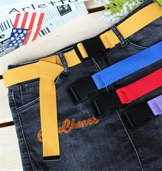 

116cm Adjustable All-Match Belt Girls Boys Unisex Korean Style Canvas Belts Harajuku Buckle Solid Color Long Belts