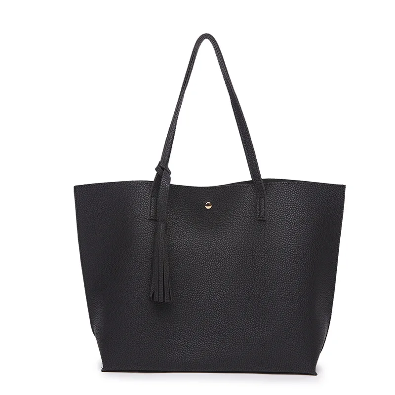 Дизайнерская сумка-тоут, кожаная сумка, женская сумка со змеиным узором, большие сумки с бахромой, модные вместительные сумки-тоут для женщин - Цвет: black