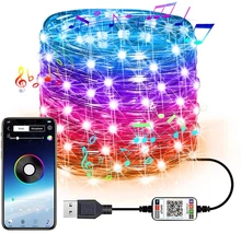

USB 20m 200leds Multicolor String Light and App Control Bluetooth-compatible for Christmas lamp Wreath Tree Fairy Lighting