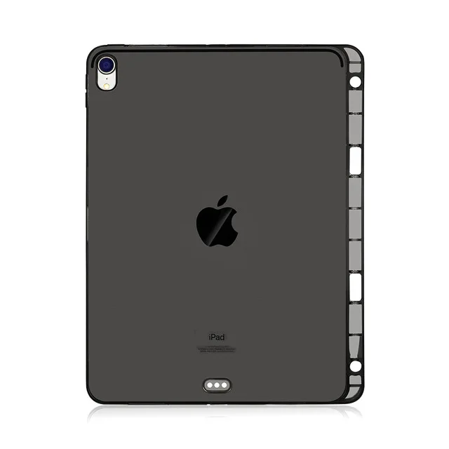 Подходит для iPad Pro 11 чехол сплошной цвет прозрачный силиконовый водонепроницаемый кожаный чехол+ ручка держатель A80/A2013/A1934/a1989 - Цвет: Black