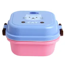 Милый мультфильм Ланч-бокс еда контейнер для хранения Портативный Bento ложка школа