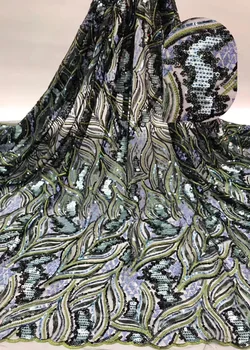 

2020 African Sequin Tulle Lace Fabric High Quality French Net Lace Fabric Organza Embroidery Nigerian Lace Fabric Wedding DF043
