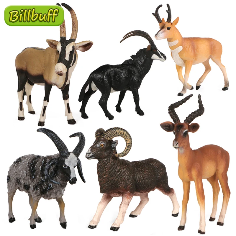 Simulation African Longhorn Antelope Wild Animal Plastic Kids Educat Toy Model 