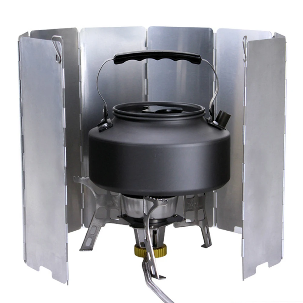 9 Plates Wind Deflectors Foldable Outdoor Camping Gas Stove Wind Shield`Scree ON
