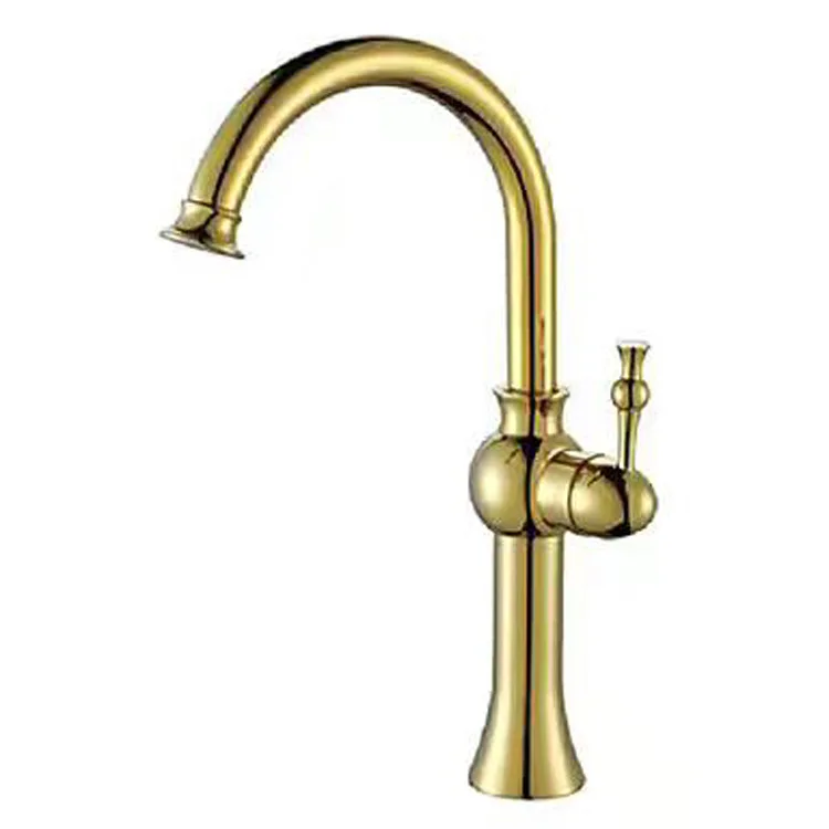 

Benefit Margin Full Copper Cold Hot Water Basin Faucet European Golden Heightening Basin Faucet