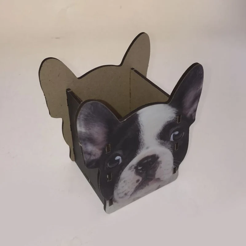 

Multi-Functional DIY Pen Holder Simulation Dog Students Cute Desktop Wood Accessories Stationery Barrels Storage Box Pen Holders