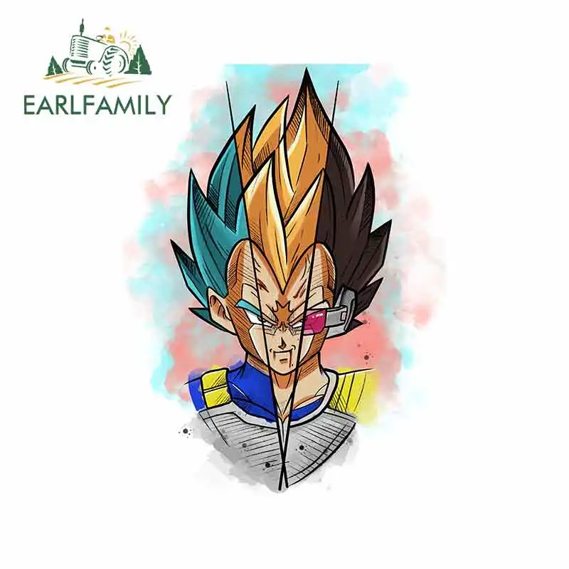 

EARLFAMILY 13cm x 9.2cm Vegeta Cartoon Anime Car Sticker Wrap Polyethylene JDM Oem Sunscreen Waterproof Car Door Protector