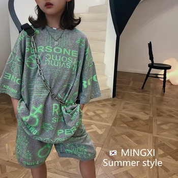 

Children's clothing 2020 summer new children's suit children's short-sleeved shorts two-piece set children's graffiti