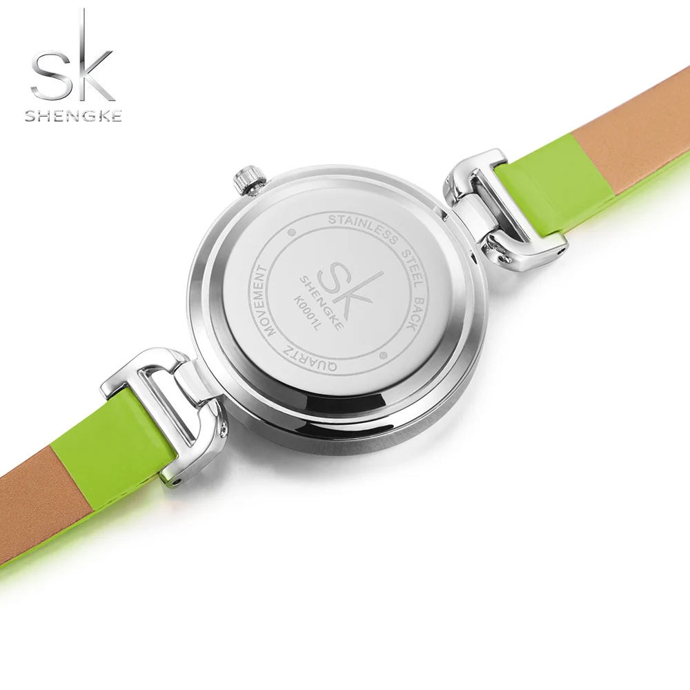 SK Fashion SHENGKE женские часы Брендовые женские Модные Аналоговые наручные часы с кожаным ремешком для часов женские кварцевые часы Relogio Feminino зеленый
