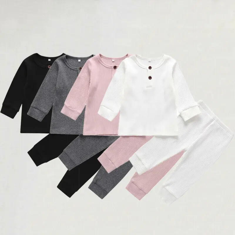

Newborn Baby Boy Girl Clothes Knitted Cotton Long Sleeve Tops Trousers Outfit Set Girls Autumn Clothing