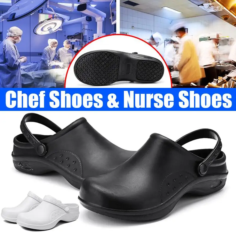 Nis Vrouwen Medische Verpleging Keuken Chef Schoenen Gat Klompen Schoenen  Ziekenhuis Tpr Instappers Waterdichte Antislip Oilproof Slippers|Slippers|  - AliExpress